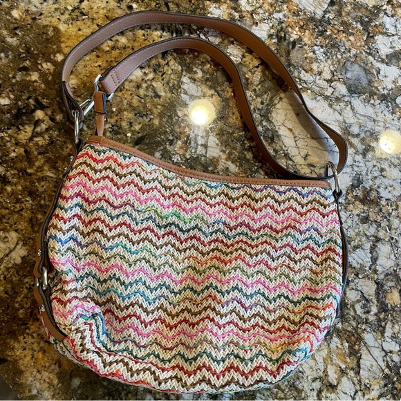 Rossetti Summer Fun Bag, off-white and multicolored weave, adjustable strap - Picture 2 of 11
